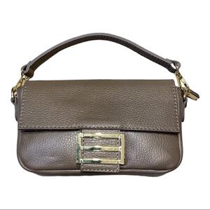 MADE IN ITALY Taupe Leather Top-Handle Designer style Bag